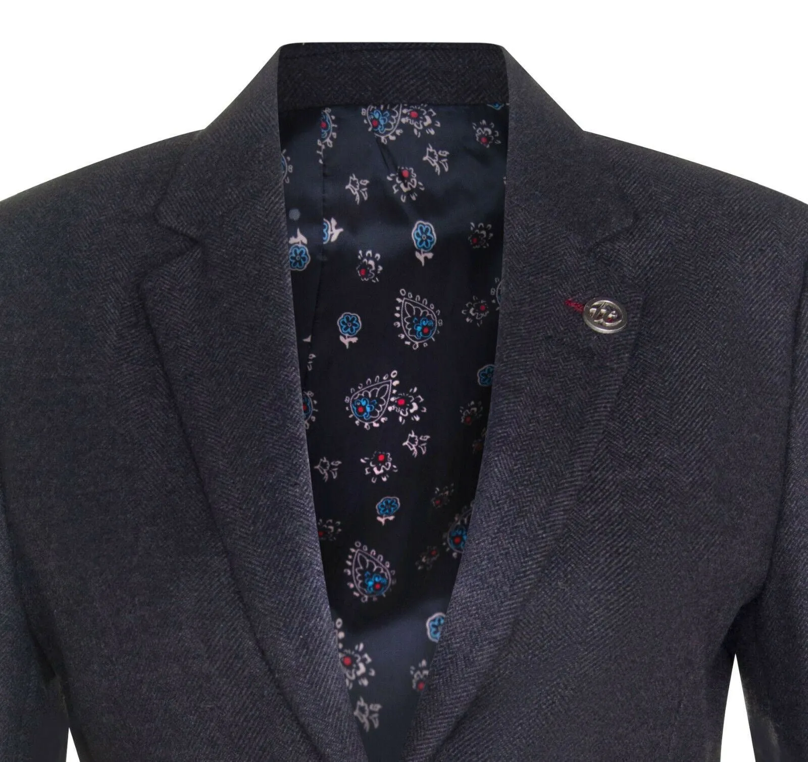 Womens Tweed Herringbone Black Wool 1920s Blazer