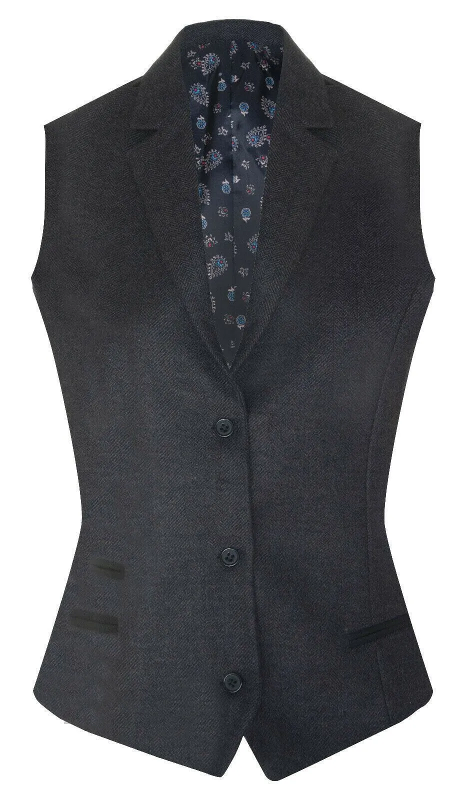 Womens Tweed Herringbone Black Wool 1920s Blazer