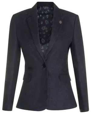 Womens Tweed Herringbone Black Wool 1920s Blazer