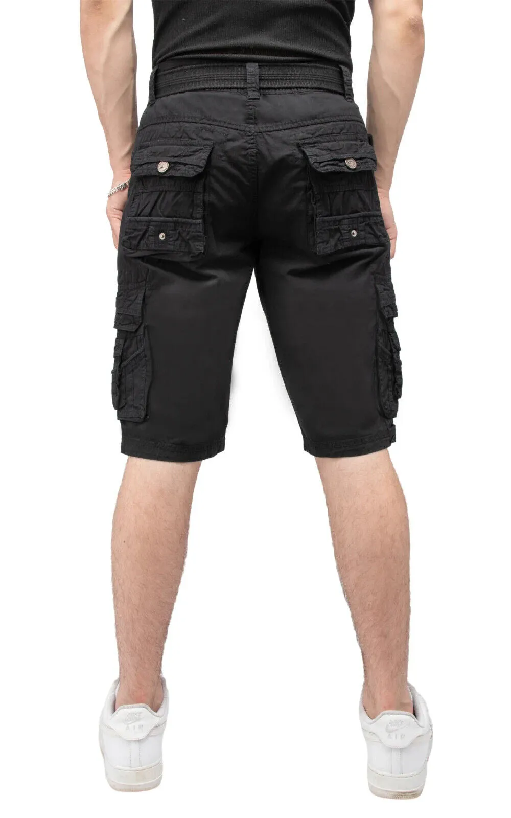 XRAY XMS-19026 Cargo Shorts Men's Black Cotton Belted Snap Detail Zip Fly MXX54