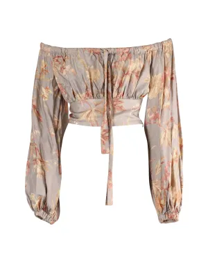 Zimmermann Unbridled Maiden Blouse in Floral Print Viscose