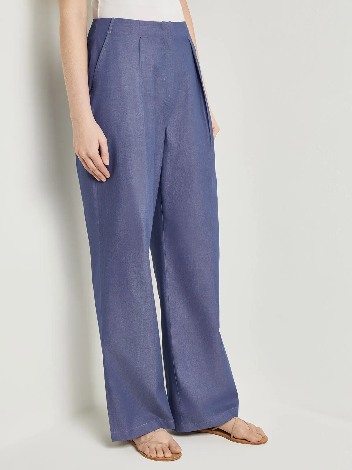 Zipper Fly Wide Leg Pants