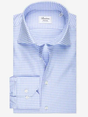 Blue Check Stretch Cotton Fitted Body Shirt