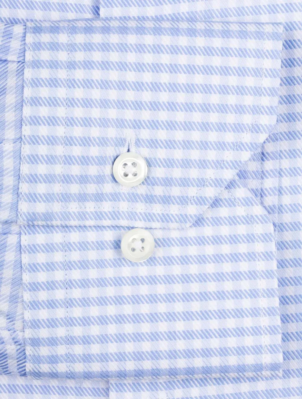 Blue Check Stretch Cotton Fitted Body Shirt