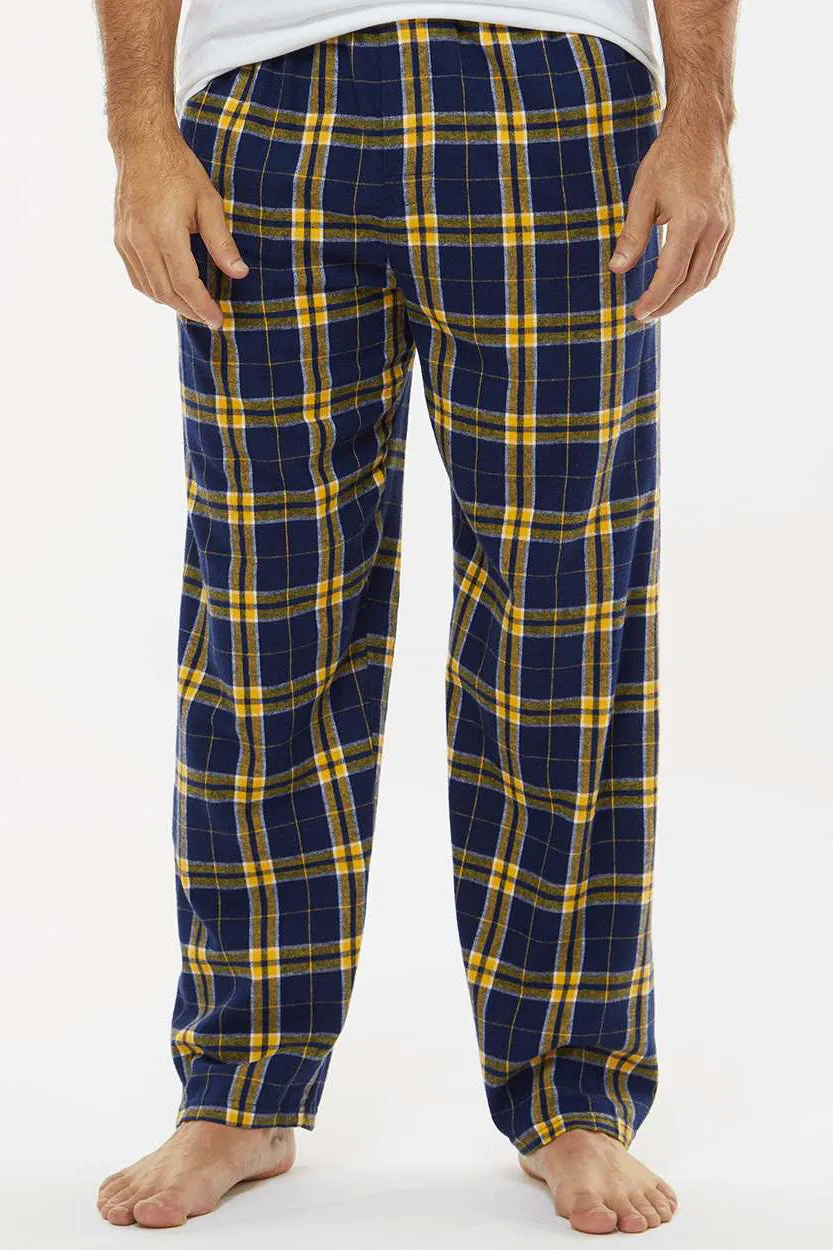 Boxercraft Mens Harley Flannel Pants w/ Pockets - Navy Blue/Gold