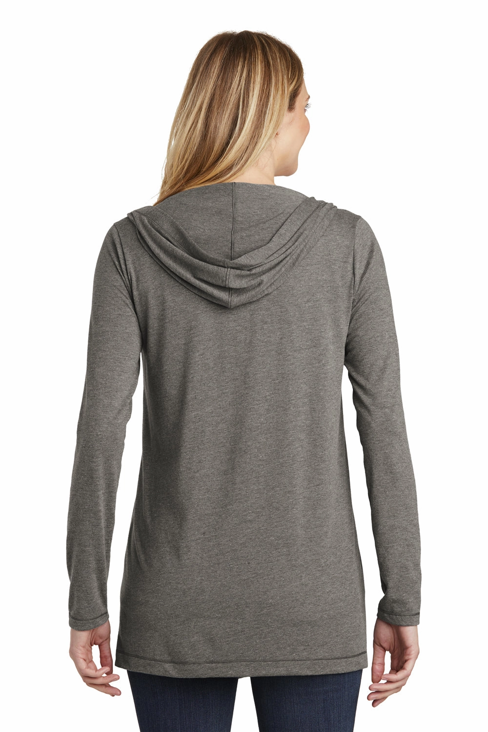District Womens Perfect Tri Hooded Cardigan Sweater - Grey Frost