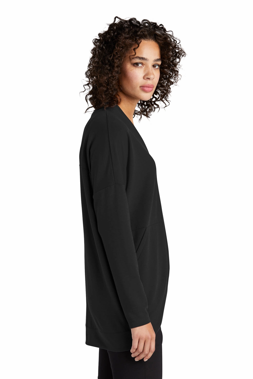 Mercer Mettle Womens Stretch Open Front Long Sleeve Cardigan Sweater - Deep Black