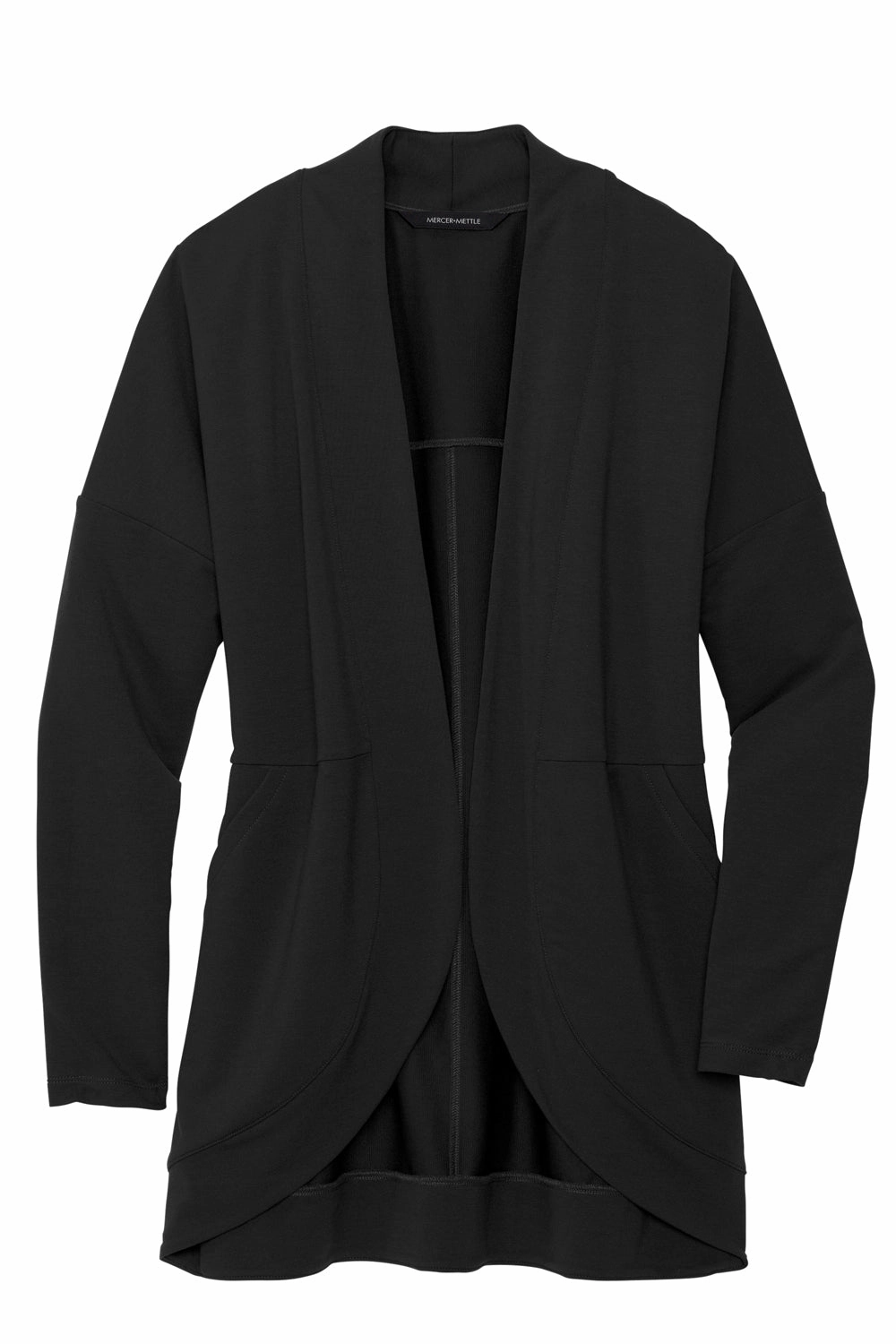 Mercer Mettle Womens Stretch Open Front Long Sleeve Cardigan Sweater - Deep Black