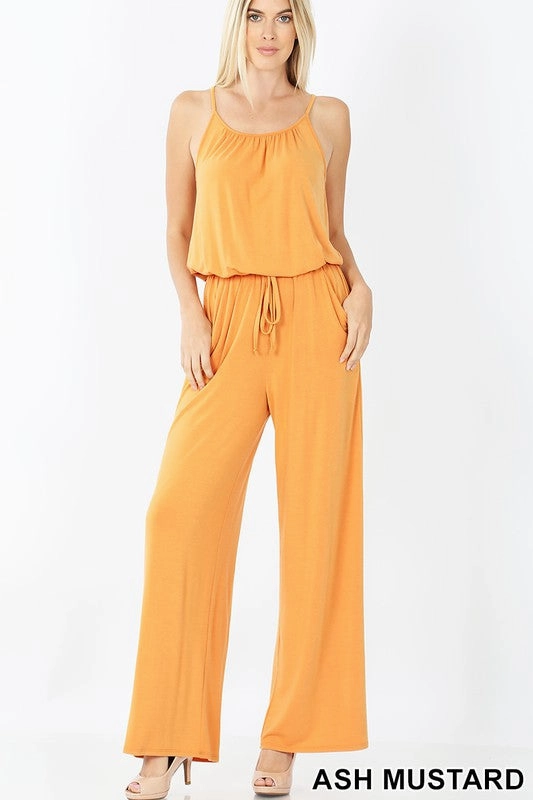 SPAGHETTI STRAP JUMPSUIT WITH POCKET