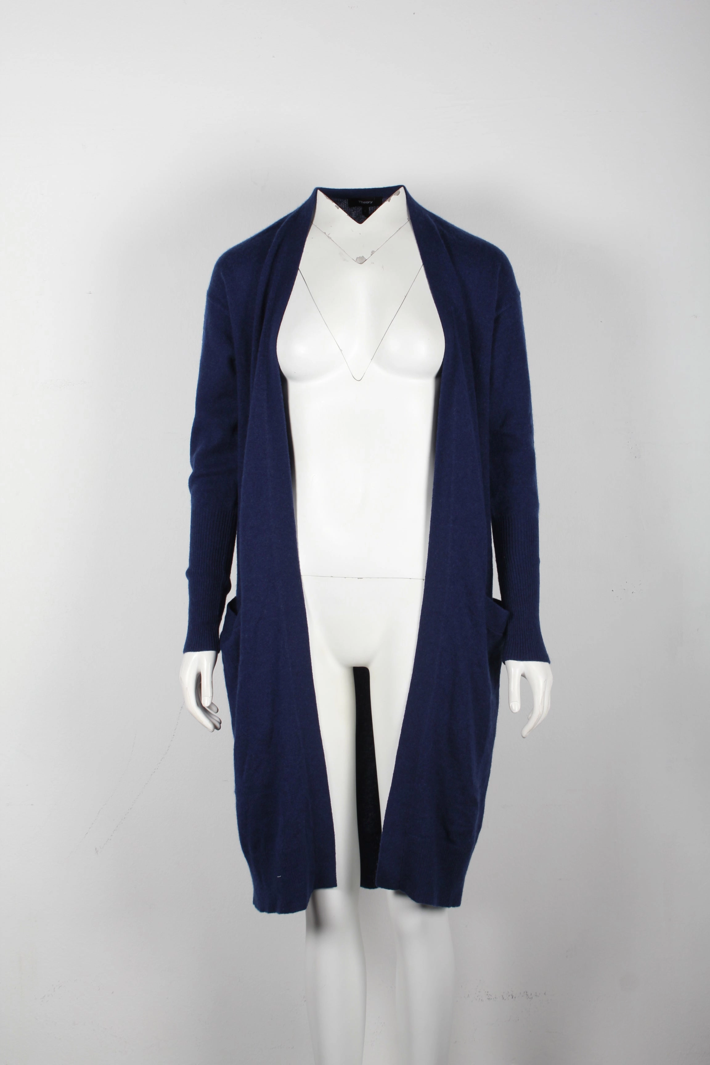 Theory Open Front Cardigan in Blue Cashmere