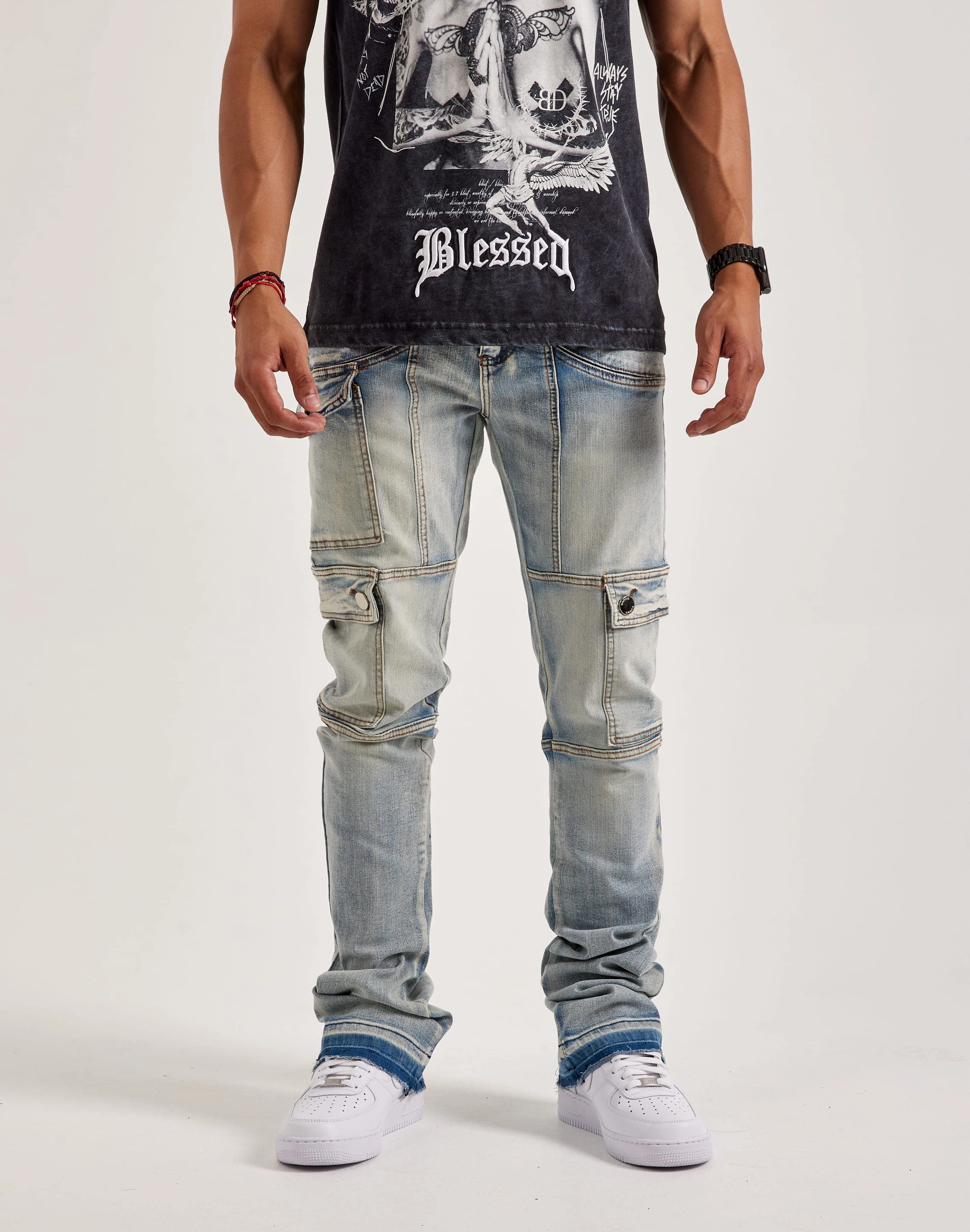 WAIMEA Overdyed Stacked Cargo Jeans